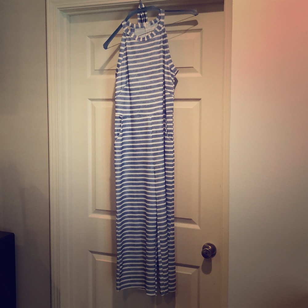 Striped romper with pockets